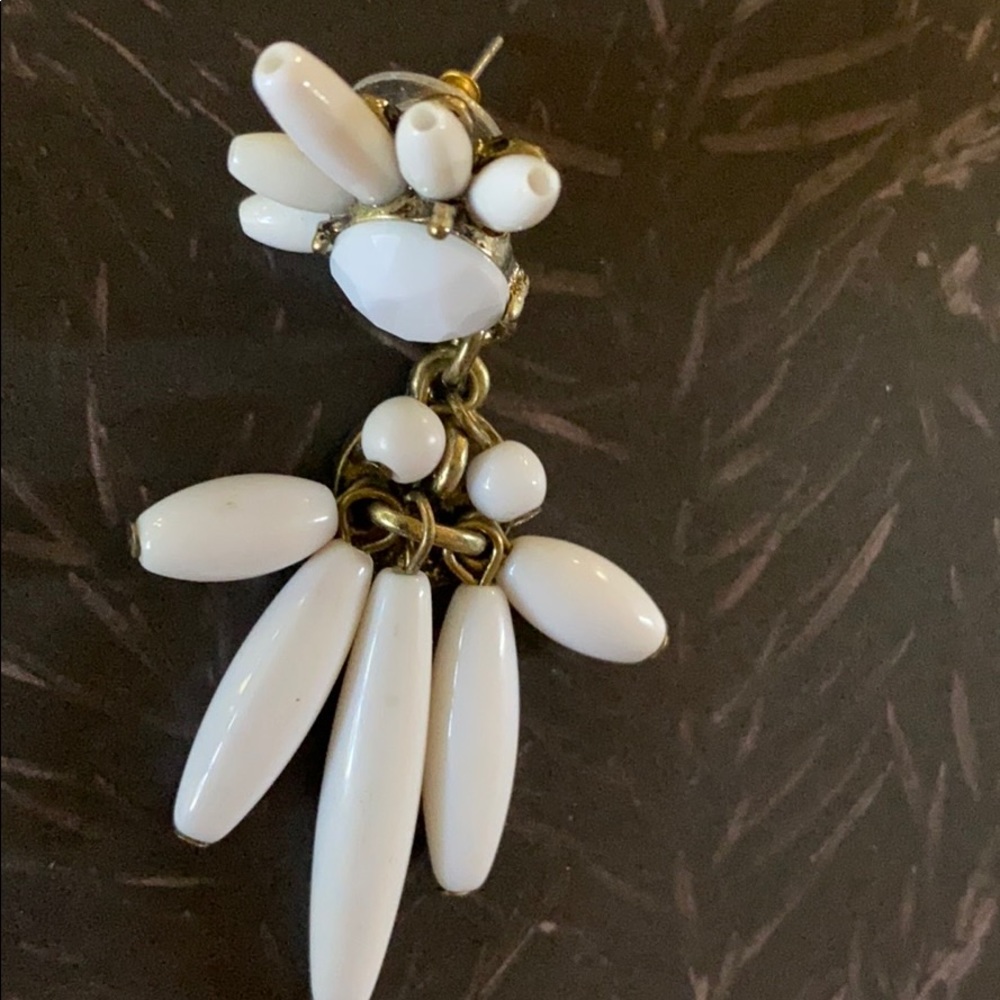 Earrings; White Gems; Beads; Dangle; Drop Earrings - Picture 4 of 5